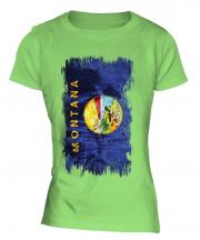Montana State Grunge Flag Ladies T-Shirt