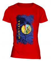 Montana State Grunge Flag Ladies T-Shirt