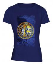 Nebraska State Grunge Flag Ladies T-Shirt