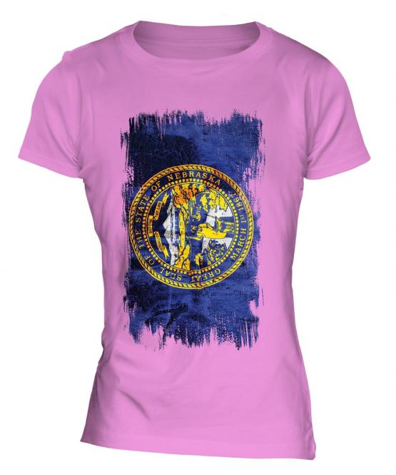 Nebraska State Grunge Flag Ladies T-Shirt
