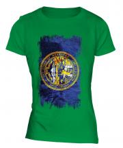 Nebraska State Grunge Flag Ladies T-Shirt