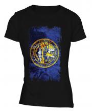 Nebraska State Grunge Flag Ladies T-Shirt