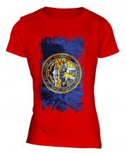 Nebraska State Grunge Flag Ladies T-Shirt