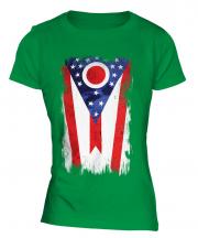 Ohio State Grunge Flag Ladies T-Shirt