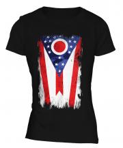 Ohio State Grunge Flag Ladies T-Shirt