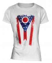 Ohio State Grunge Flag Ladies T-Shirt