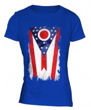 Ohio State Grunge Flag Ladies T-Shirt