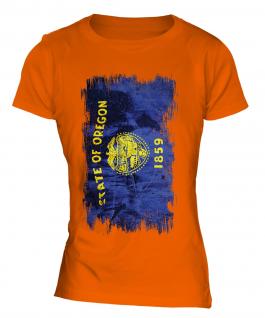 Oregon State Grunge Flag Ladies T-Shirt