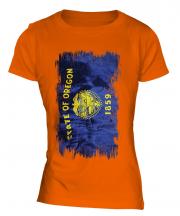 Oregon State Grunge Flag Ladies T-Shirt