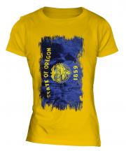 Oregon State Grunge Flag Ladies T-Shirt