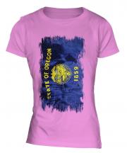 Oregon State Grunge Flag Ladies T-Shirt