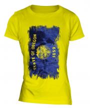 Oregon State Grunge Flag Ladies T-Shirt
