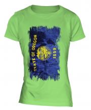 Oregon State Grunge Flag Ladies T-Shirt