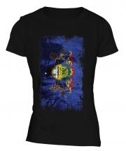 Pennsylvania State Grunge Flag Ladies T-Shirt