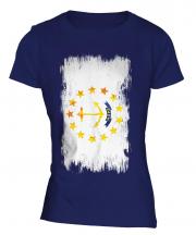 Rhode Island State Grunge Flag Ladies T-Shirt