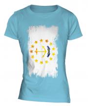 Rhode Island State Grunge Flag Ladies T-Shirt