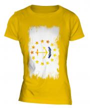 Rhode Island State Grunge Flag Ladies T-Shirt