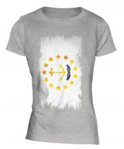 Rhode Island State Grunge Flag Ladies T-Shirt