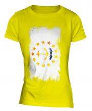 Rhode Island State Grunge Flag Ladies T-Shirt