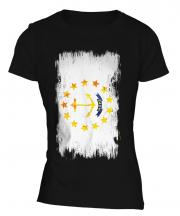 Rhode Island State Grunge Flag Ladies T-Shirt
