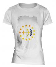 Rhode Island State Grunge Flag Ladies T-Shirt