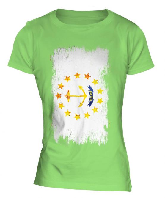 Rhode Island State Grunge Flag Ladies T-Shirt