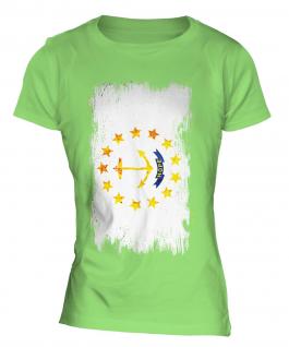 Rhode Island State Grunge Flag Ladies T-Shirt