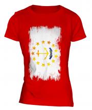 Rhode Island State Grunge Flag Ladies T-Shirt