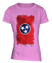 Tennessee State Grunge Flag Ladies T-Shirt