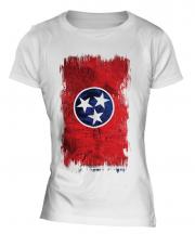 Tennessee State Grunge Flag Ladies T-Shirt