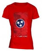 Tennessee State Grunge Flag Ladies T-Shirt