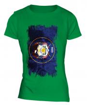 Utah State Grunge Flag Ladies T-Shirt