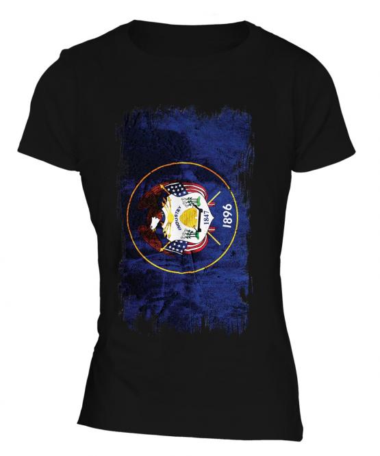 Utah State Grunge Flag Ladies T-Shirt