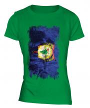 Vermont State Grunge Flag Ladies T-Shirt