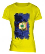 Vermont State Grunge Flag Ladies T-Shirt