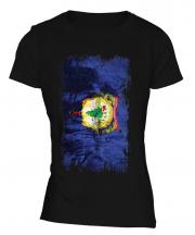 Vermont State Grunge Flag Ladies T-Shirt