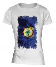 Vermont State Grunge Flag Ladies T-Shirt