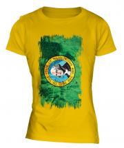 Washington State Grunge Flag Ladies T-Shirt