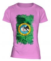Washington State Grunge Flag Ladies T-Shirt