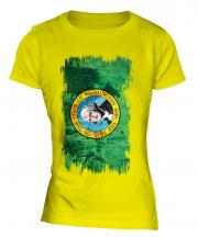 Washington State Grunge Flag Ladies T-Shirt