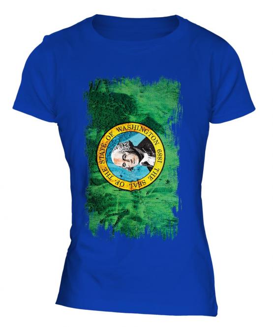 Washington State Grunge Flag Ladies T-Shirt