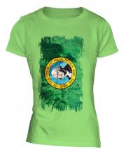 Washington State Grunge Flag Ladies T-Shirt