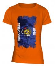 Wisconsin State Grunge Flag Ladies T-Shirt