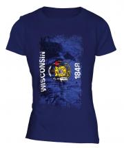 Wisconsin State Grunge Flag Ladies T-Shirt