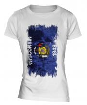 Wisconsin State Grunge Flag Ladies T-Shirt