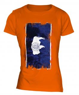 Wyoming State Grunge Flag Ladies T-Shirt