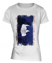 Wyoming State Grunge Flag Ladies T-Shirt