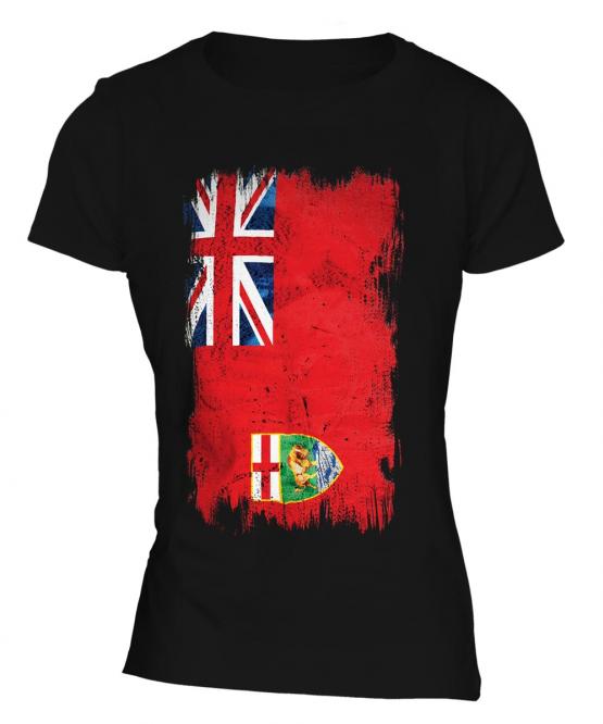 Manitoba Grunge Flag Ladies T-Shirt