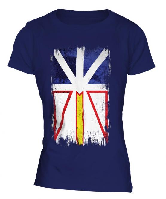 Newfoundland And Labrador Grunge Flag Ladies T-Shirt