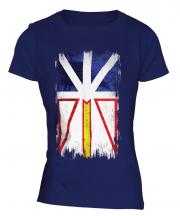 Newfoundland And Labrador Grunge Flag Ladies T-Shirt